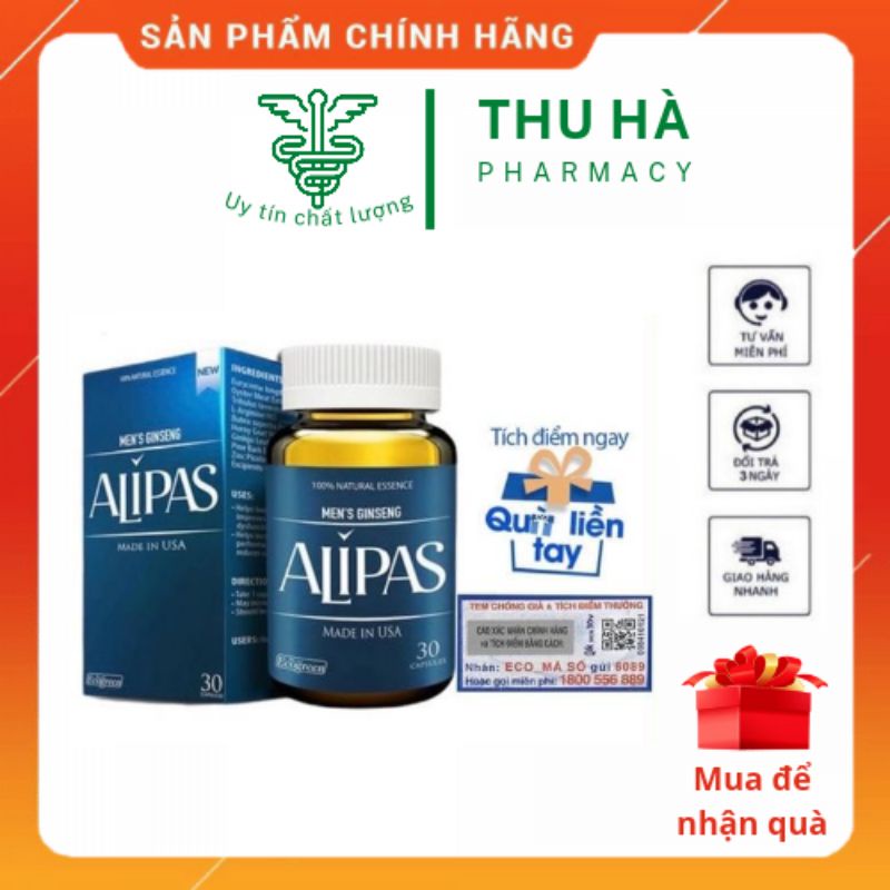 [CHÍNH HÃNG] Sâm alipas platium 30 viên - Tăng cường sinh lý nam- Bổ thận - tráng dương