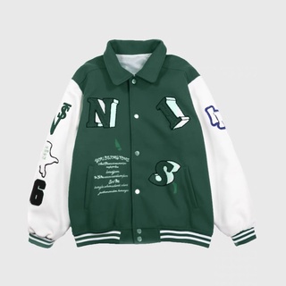 Áo khoác bomber varsity jacket form rộng