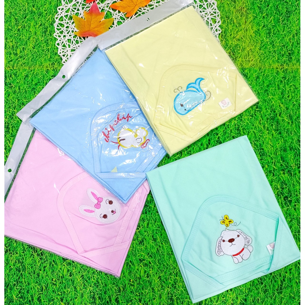 Chăn ủ,chăn choàng cotton có mũ cho bé