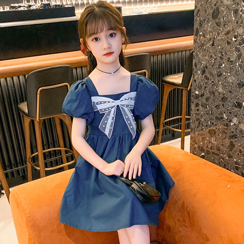 Váy Phồng Tay Ngắn Phong Cách Hàn Quốc 2022 Mới Cho Bé Gái 3-14 Tuổi