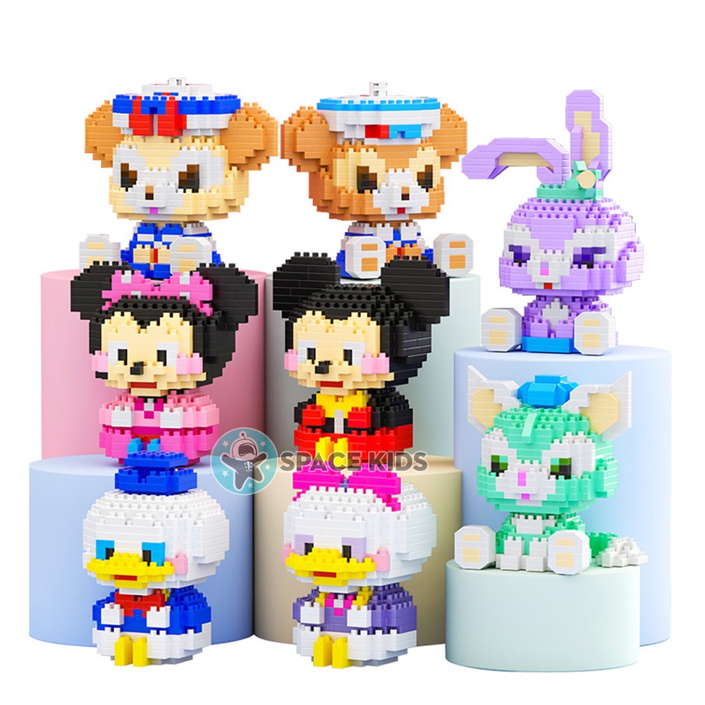 Đồ chơi lắp ráp cho bé mô hình hoạt hình Disney Mickey Donald gấu dâu lotso 3d Model Building block