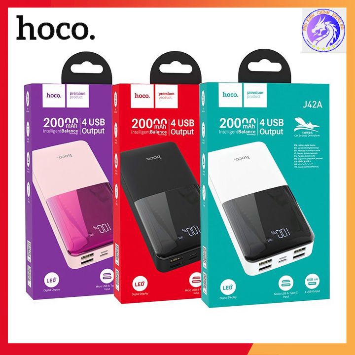 Pin Dự Phòng Hoco J42 10000 MAH &amp; 20000 MAH Thiết Kế Sang Trọng - BH 12 Tháng