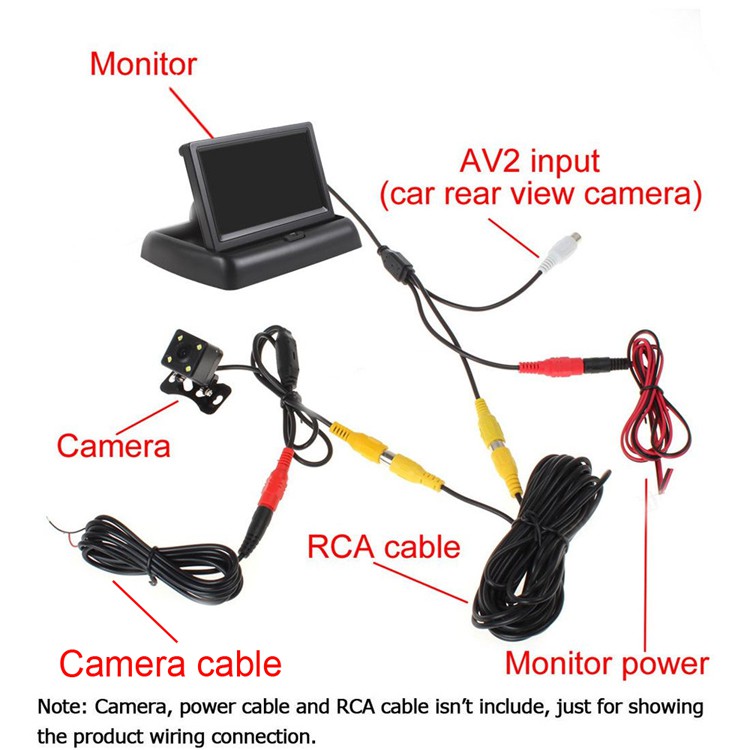 Bộ Màn Hình Gấp LCD 4.3" Và Camera Lùi 4 Led Siêu Nét Cho Ô Tô BSJ-4062
