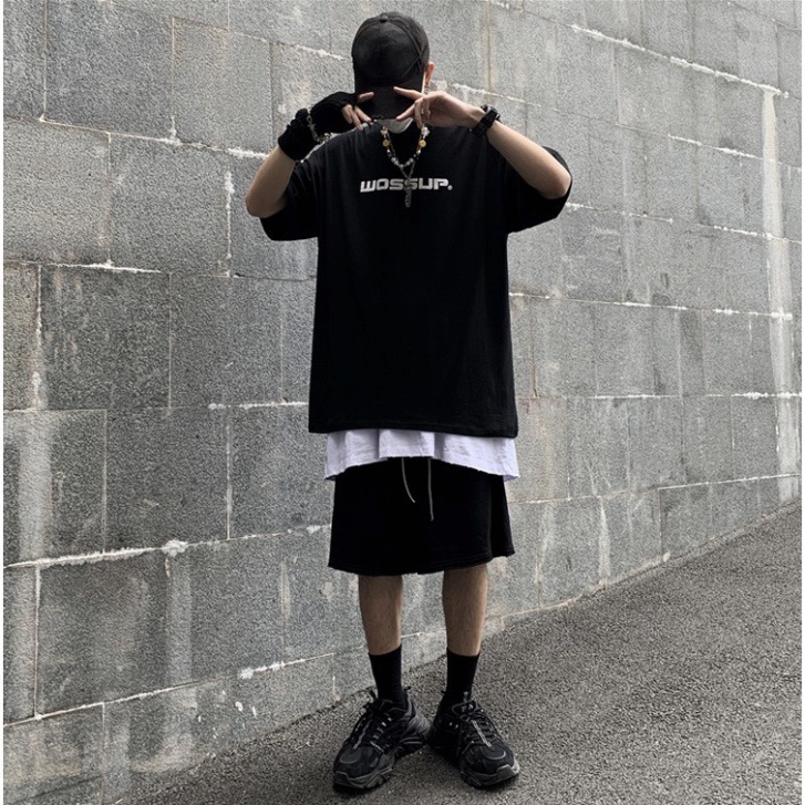 Áo thun tay lỡ nam nữ unisex Wossup basic tee phông form rộng oversize 2 màu trắng và đen cotton dáng xuông A101 | BigBuy360 - bigbuy360.vn
