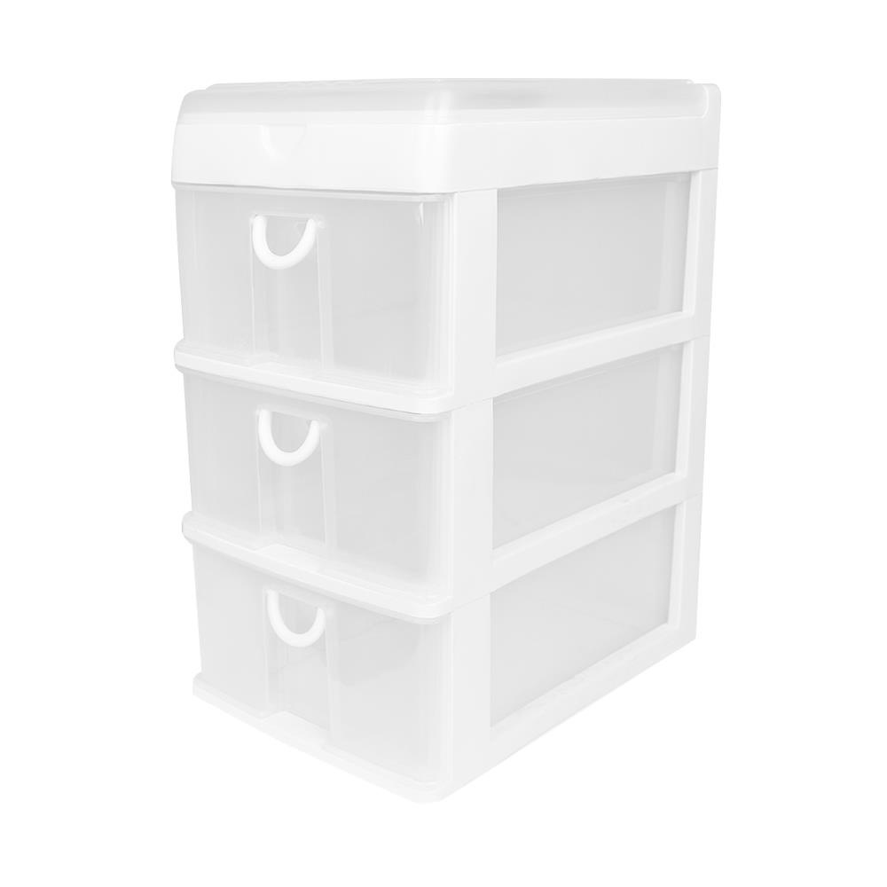 HomeBase JCP Tủ nhựa mini để bàn 3 ngăn kéo 5892 Thái Lan W26xH34.5xD47cm màu trắng