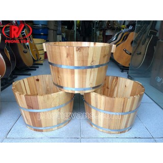 Thùng ngâm chân gỗ thông gắn hạt