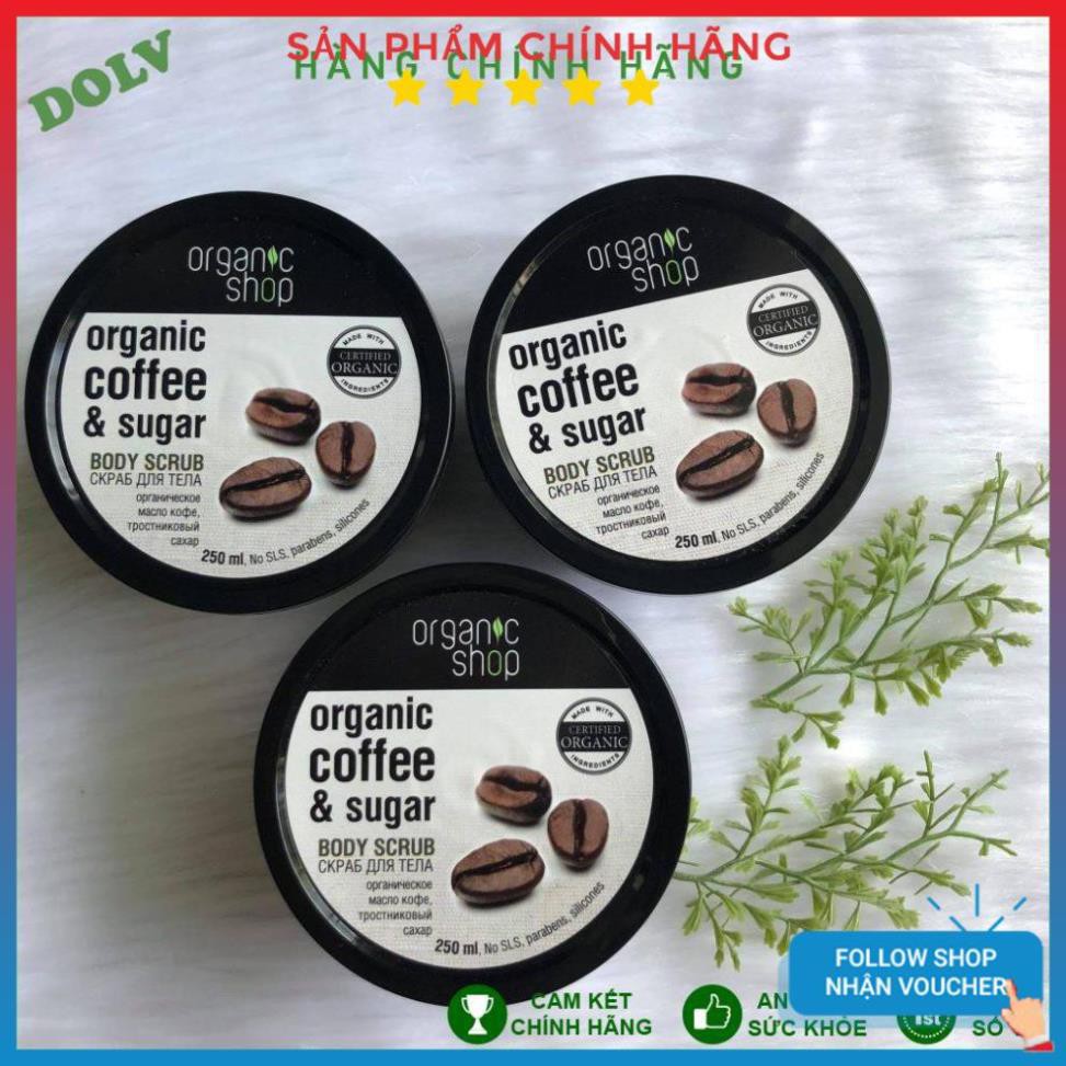 [Hàng Auth] Tẩy Da Chết Body Organic Shop Dưỡng Da Trắng Sáng Của Nga, Kem tẩy tế bào chết toàn thân Organic