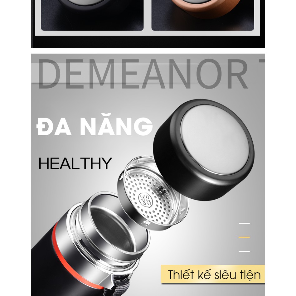 Bình giữ nhiệt INOX SUS 304 cao cấp Hot and Cool giữ lạnh và nóng 24h - 3 lớp, có khay lọc