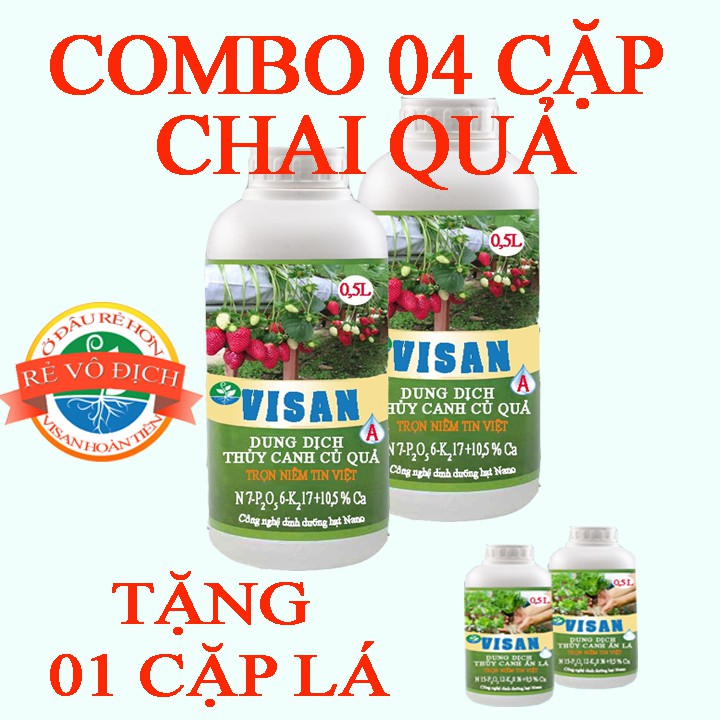 COMBO 4 CẶP CHAI QUẢ - TẶNG 1 CẶP LÁ WIFI - PHA 250 L NỒNG ĐỘ 1200PPM