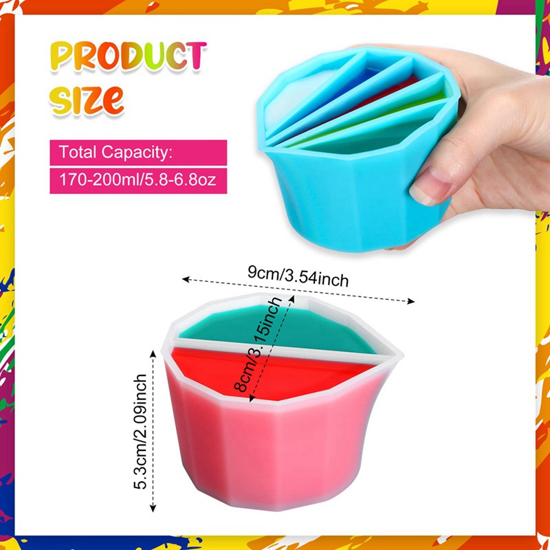 Set 4 Cốc Đựng Dung Dịch Acrylic 2 / 3 / 4 / 5 Buồng Có Thể Tái Sử Dụng DIY