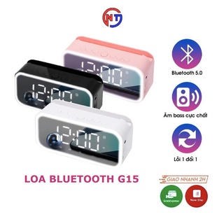 Loa bluetooth kiêm đồng hồ báo thức G10 Plus màn hình tráng gương hiển thị đèn led nghe đài fm radio