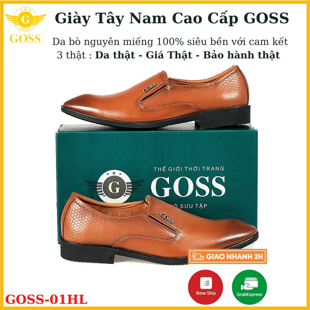 ⭐️ FREESHIP⭐️Giày Tây Nam Không Dây Da Bò Vân Da Rắn Goss 01 HL - Giày Tây Công Sở Cao Cấp !