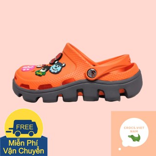 Dép Sục Cross Duet Cam Đế Xám Tặng Kèm 12 Sticker Cross Siêu Hot