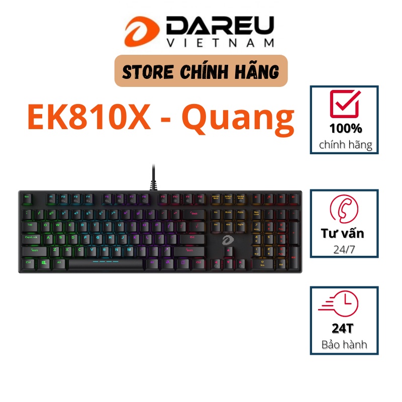 Bàn phím cơ Gaming DAREU EK810X - Black (MULTI-LED, Blue/ Brown/ Red D switch)