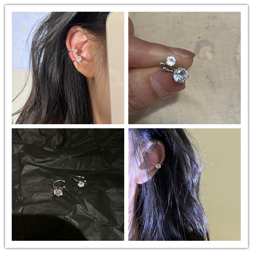 Set 2 Khuyên Kẹp Vành Tai Đính Đá Thời Trang Hàn Quốc