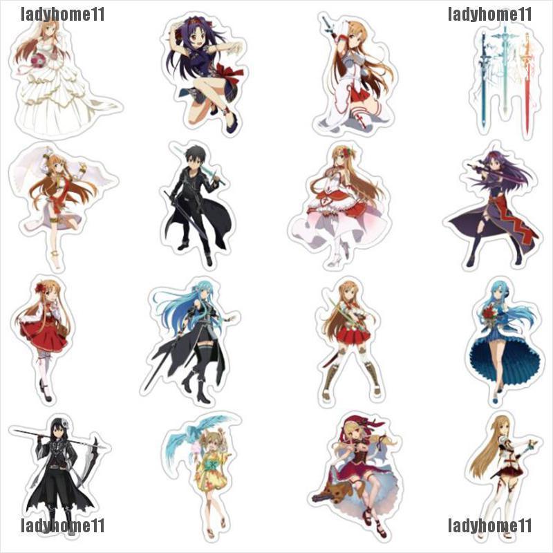 Set 11 Miếng Dán Trang Trí Hình Nhân Vật Hoạt Hình Sword Art Online