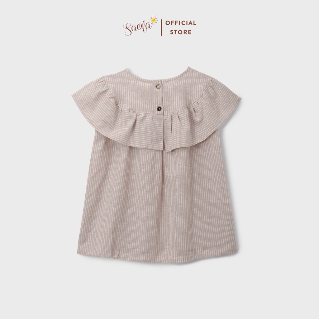 Đầm/ Váy Bé Gái Cổ Tròn Phối Bèo Chất Liệu Linen Thoáng Mát - MARION DRESS - DRL006 - SAOLA KIDS CLOTHING