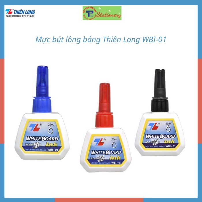 Mực bút lông bảng, Mực bút viết bảng Thiên Long hàng chính hãng (1 lọ) màu xanh, đen, đỏ WBI01