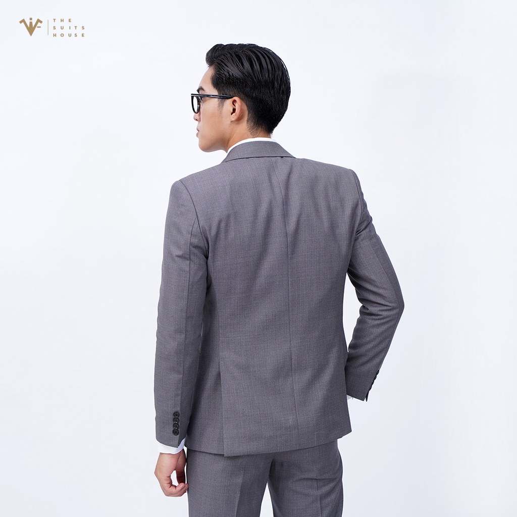 Bộ vest nam xám đậm, suits sartorial, 1 khuy 2 túi, form ôm The Suits House