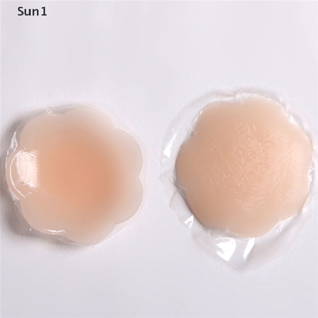 Cặp miếng dán ngực tự dính silicone hình tròn/ trái tim/ bông hoa dành cho nữ