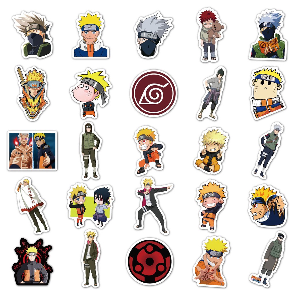 Set 30 Sticker hoạt hình Naruto cho các fan trang trí sách vở, nhật ký, sổ tay, điện thoại, laptop