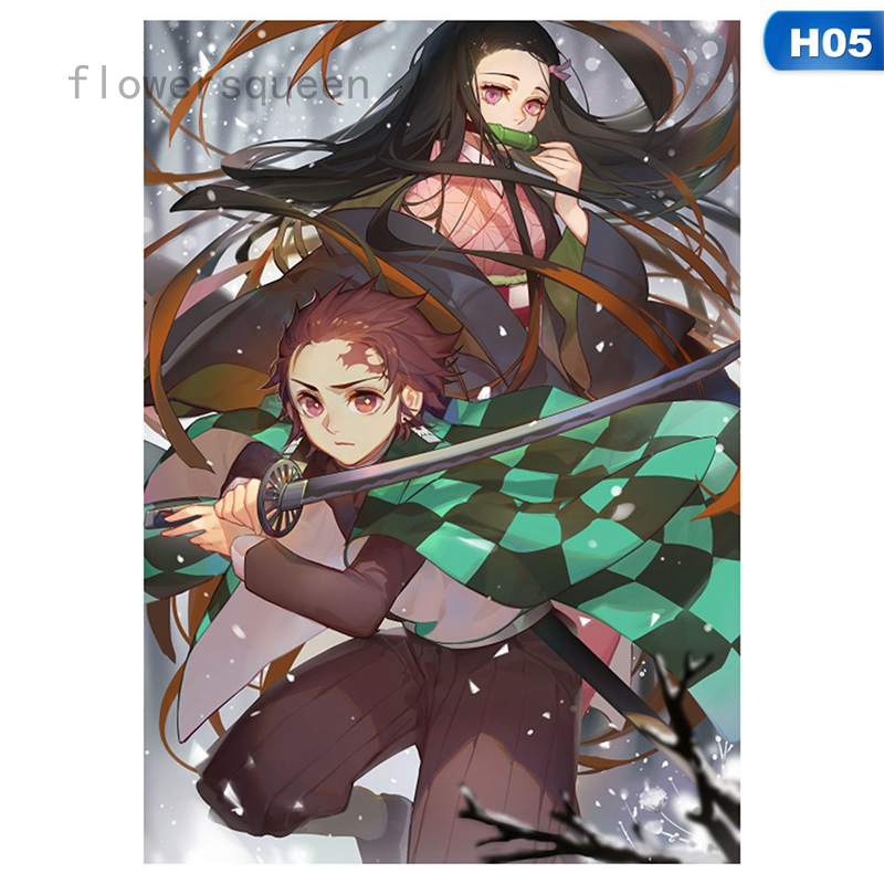 flowersqueen Tranh Cuộn Treo Tường Trang Trí Hình Anime