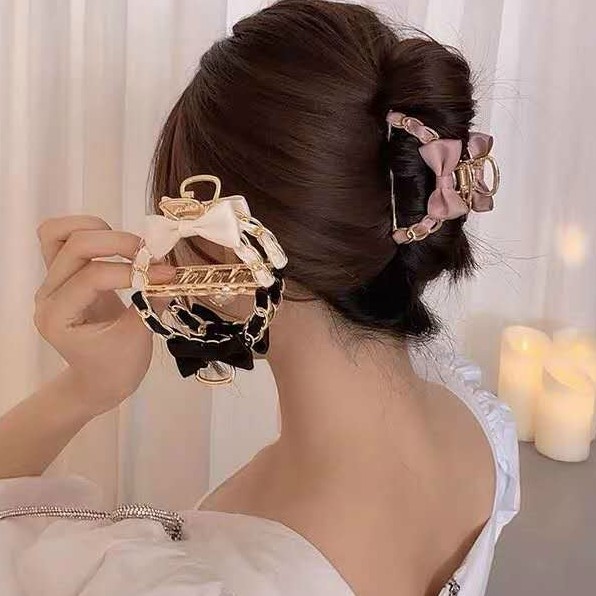 Kẹp nữa tóc, kẹp tóc phía sau đính nơ cao cấp cho bạn gái