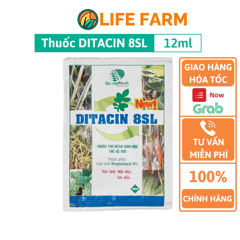 Trừ Bệnh Sinh Học DITACIN 8SL Phòng Trừ Nấm Và Vi Khuẩn Cho Cây - Gói 12ml (TTB-001-DITA).