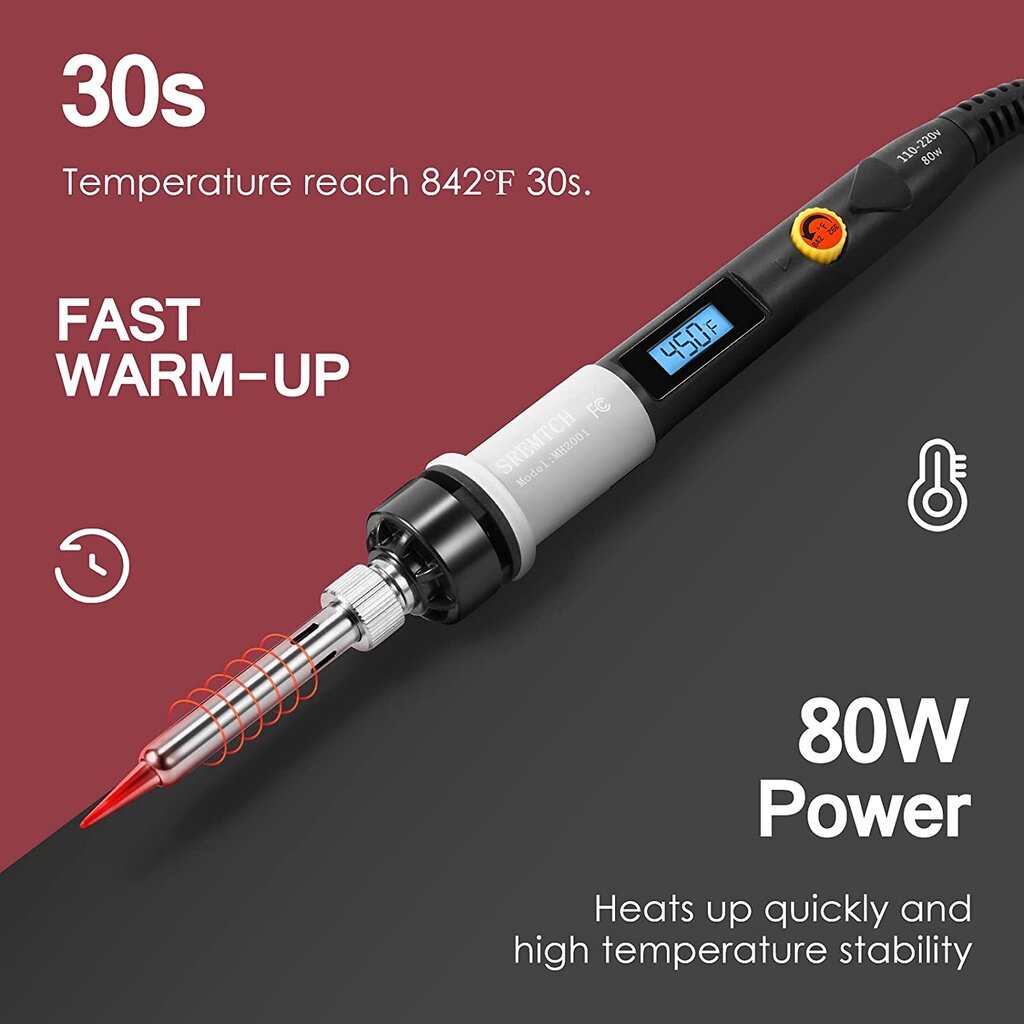 Bộ Mỏ Hàn S6-X3 80W 220V Chất Lượng  ° C - 450 ° Công Tắc Bật/Tắt Điều Chỉnh Nhiệt Độ Chuyên Dụng