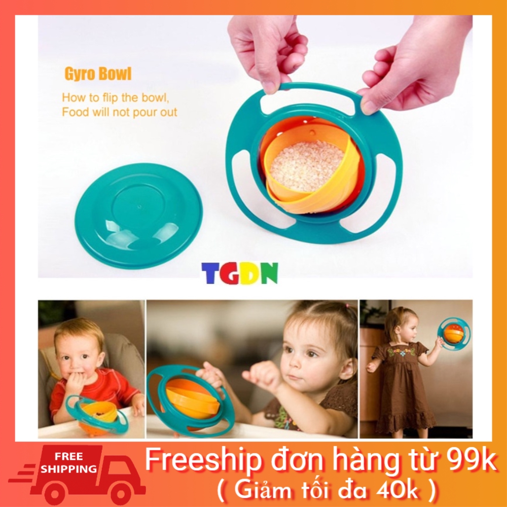 [BAO GIÁ SHOPEE] Bát ăn tập ăn thông minh Gyro bowl 360 độ chống lật đổ thế hệ mới