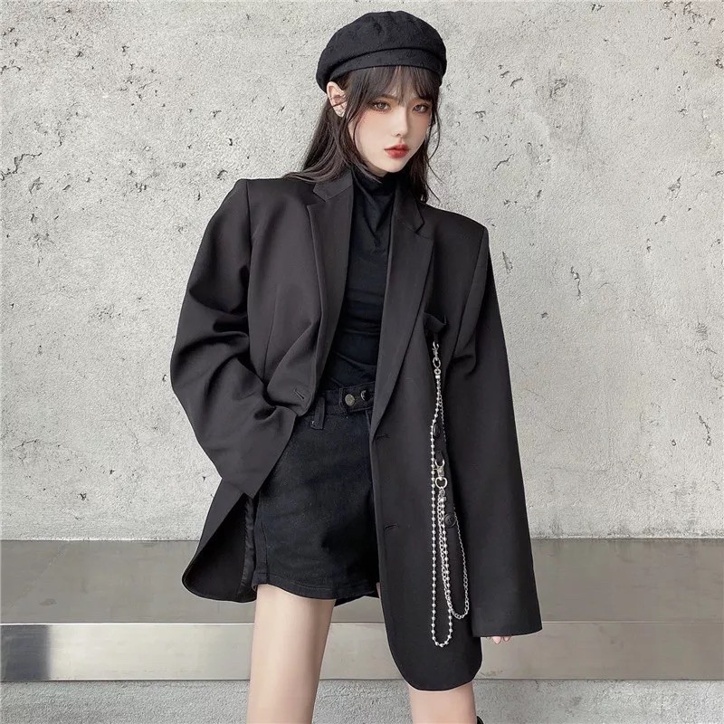 Áo khoác blazer vest nam nữ t-a-n phong cách hàn quốc cao cấp -AV07- tặng  kèm phụ kiện màu đen
