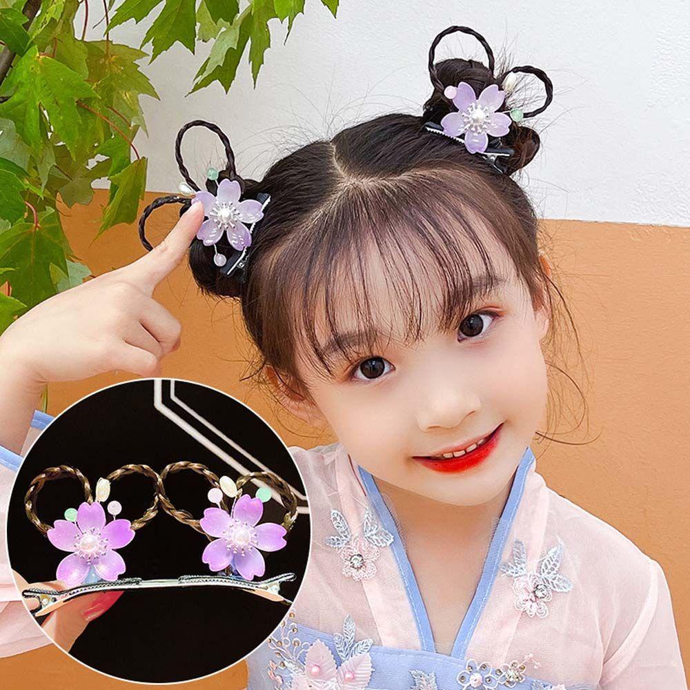 Kẹp Tóc Giả Thắt Bím Kiểu Hán Phục Trung Hoa Dễ Thương Cho Bé Gái