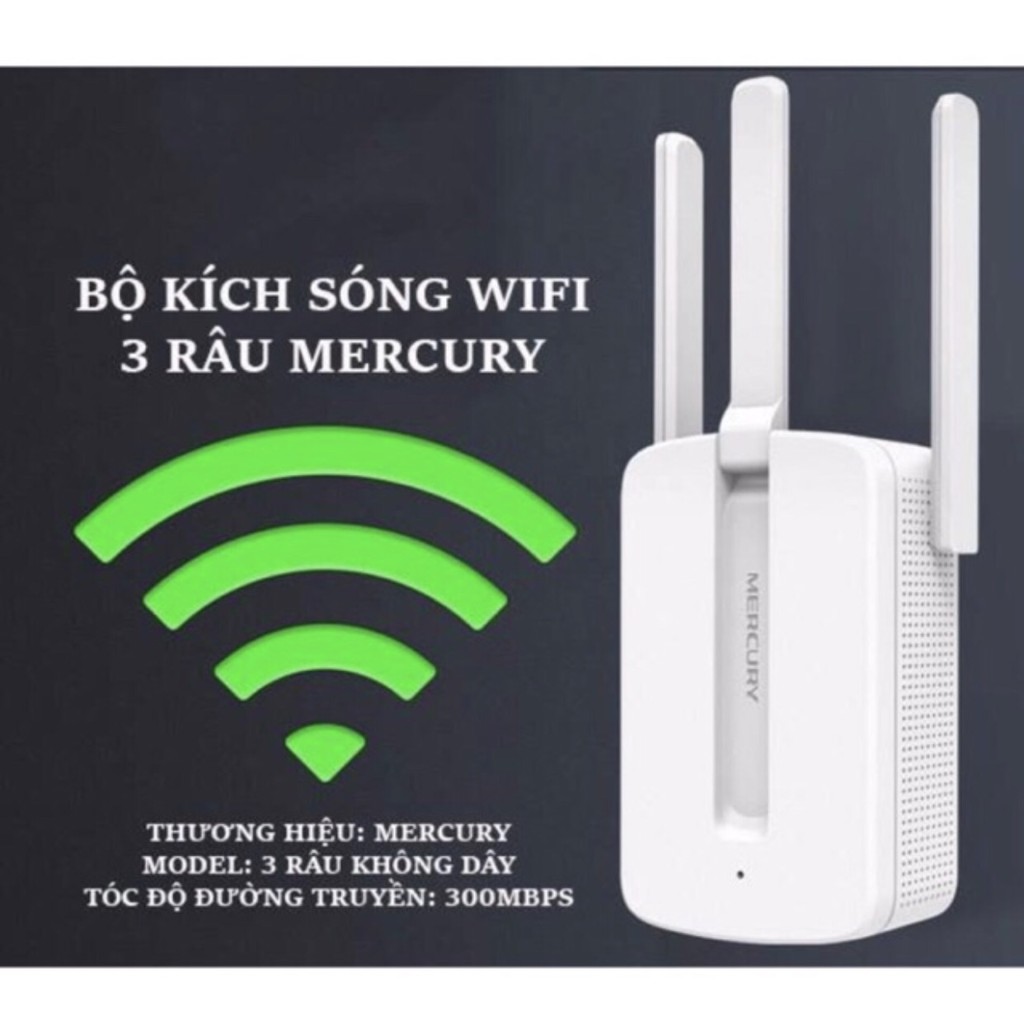 [ GIÁ HUỶ DIỆT] Kích sóng wifi Mercury MW310re 300Mbps 3 râu cực mạnh-Kích wifi Mercury MW310re 3 ăng ten