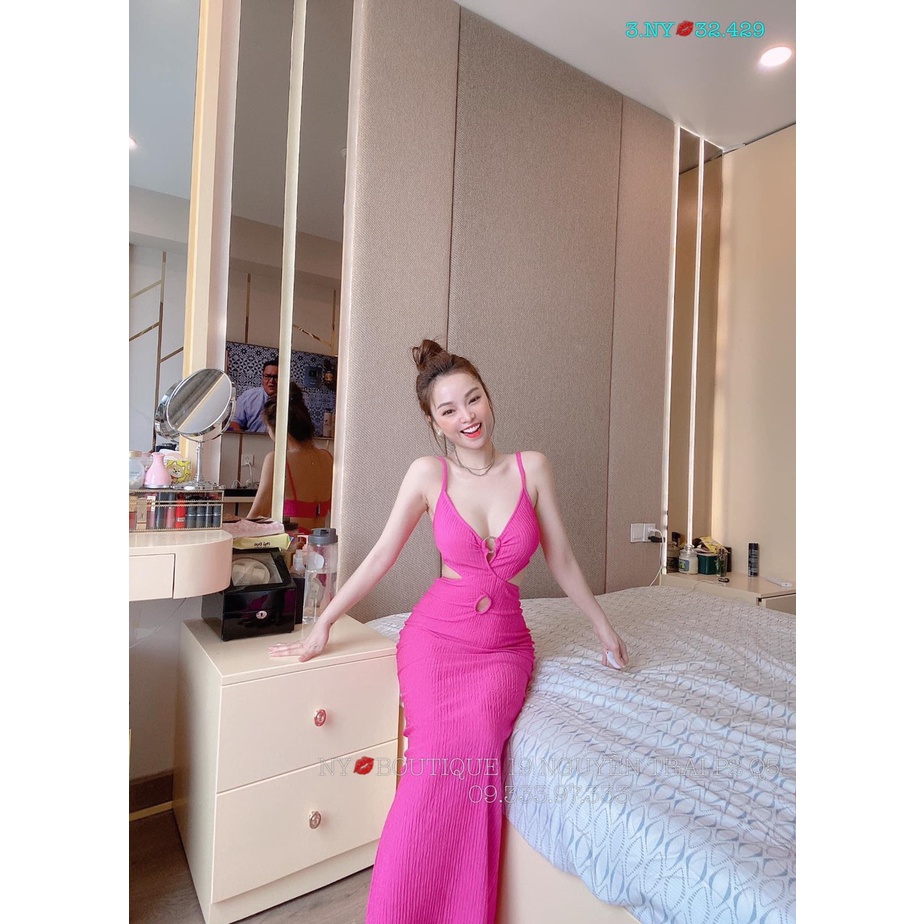 Đầm ôm body dáng dài khoét ngực hở eo 2 bên chất xốp siêu sexy