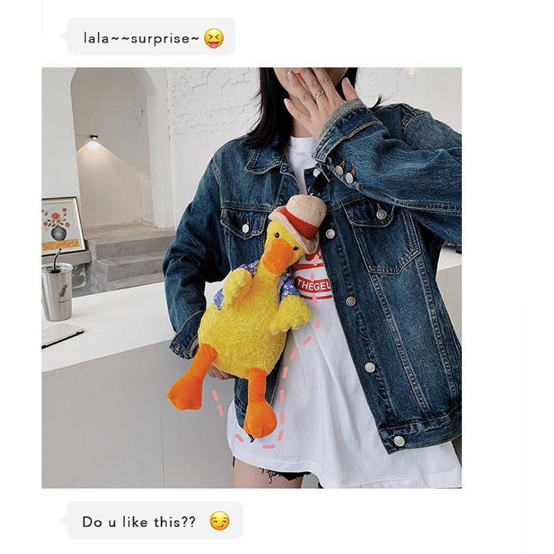 Túi Đeo Chéo Đựng Điện Thoại Hình Chú Vịt Nhồi Bông Đáng Yêu