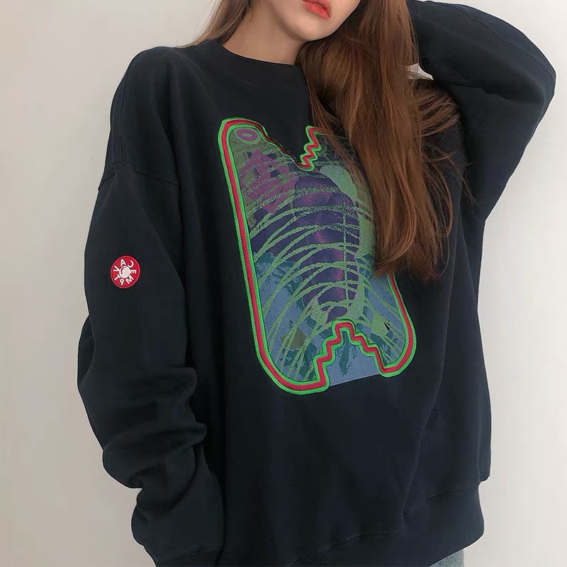 NRVP Áo Hoodie Dáng Rộng Thời Trang Hàn Quốc Đơn Giản Cá Tính Cho Nữ