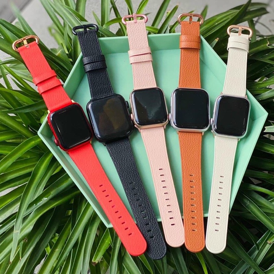 Dây da Apple Watch khóa tròn màu theo dây, size 38/40mm 42/44mm