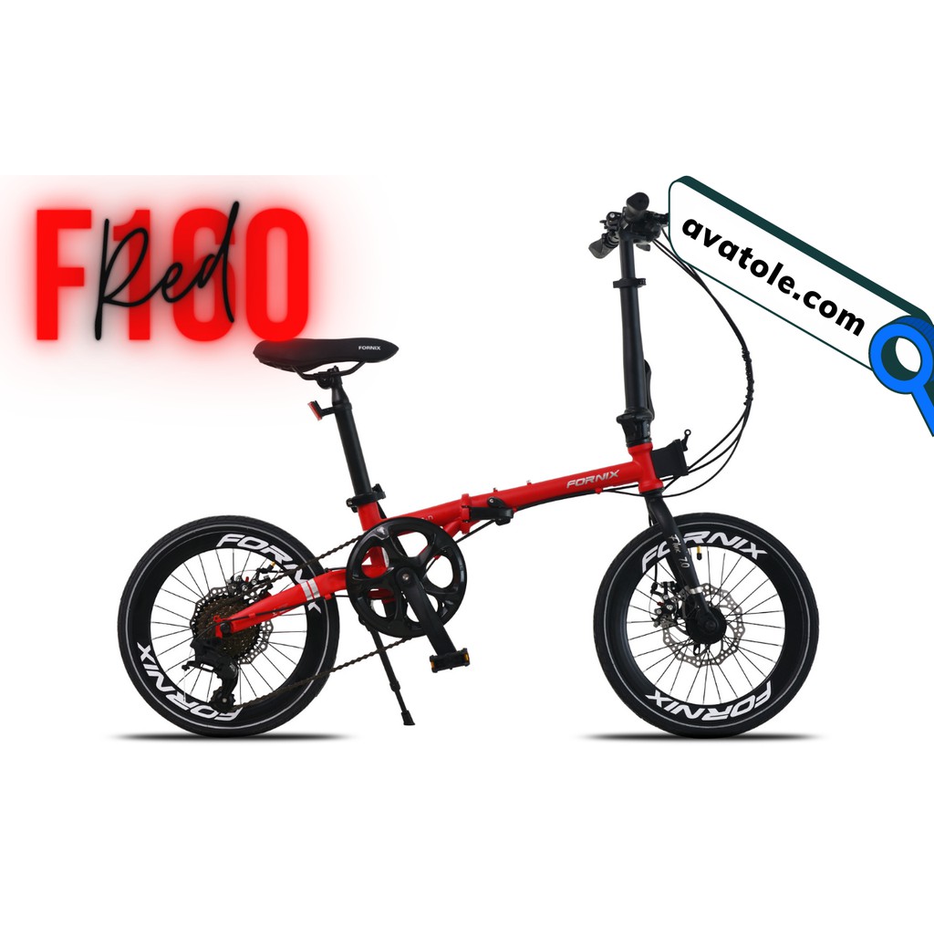 Xe đạp gấp Fornix F160 Khung sườn thép Chrome molypden Vòng bánh 16in Tay Đề L-TW00 2:1 A3 Tốc độ 8Speed màu Đỏ