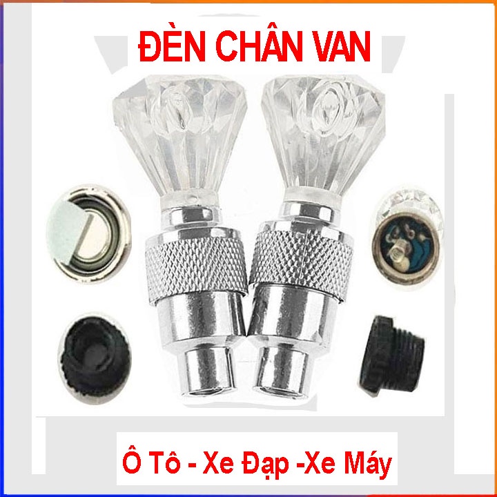 Combo 2 đèn led 7 màu trang trí chân van bánh xe ô tô xe máy xe đạp