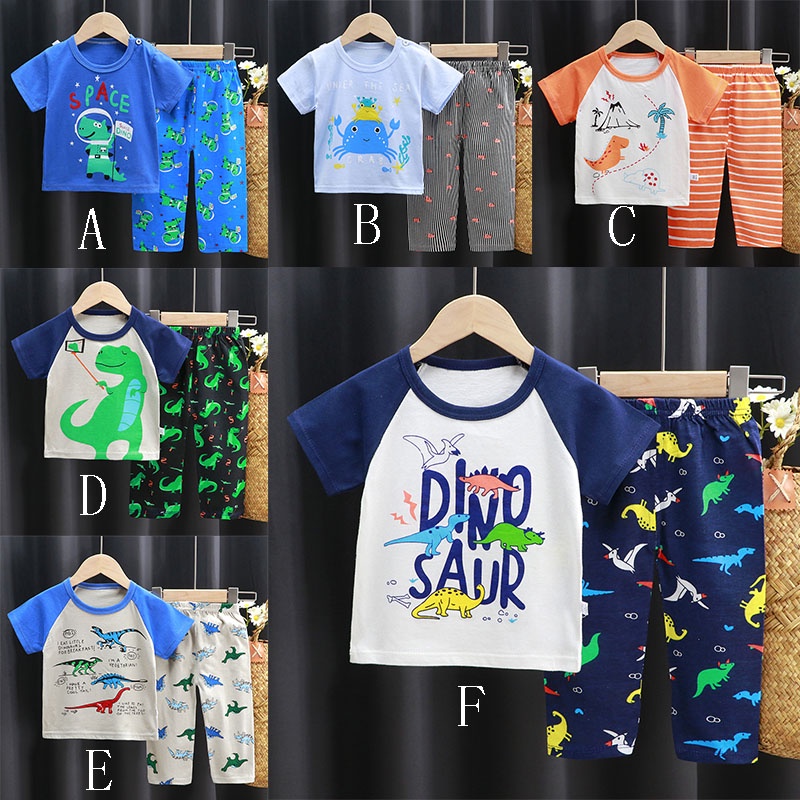 Bộ đồ ngủ cotton SANITKUN ngắn tay điều hòa nhiệt độ mùa hè cho bé