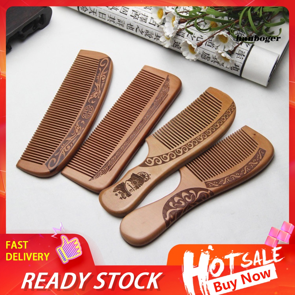 Lược Gỗ Đào Chải Tóc Massage Chống Tĩnh Điện