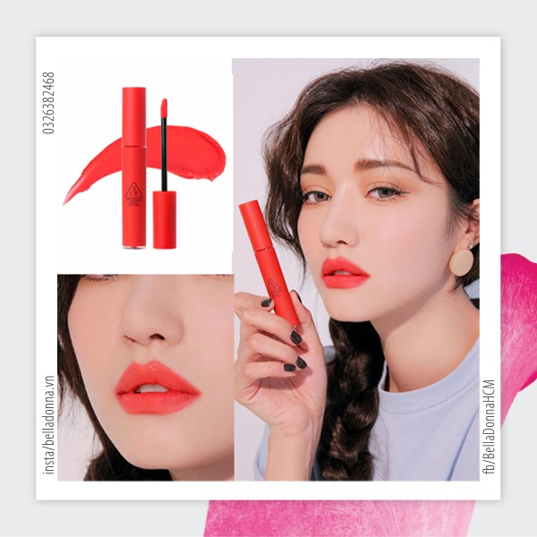 [ Hàng Auth, Có Tem ] Son kem lì 3CE Velvet Lip Tint #Save Me - San Hô Neon