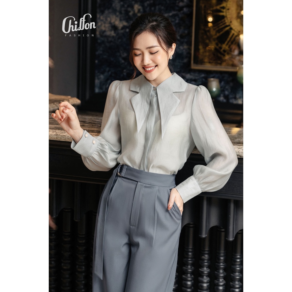 Áo sơ mi nữ công sở cổ cánh tiên cao cấp thiết kế by Chiffon