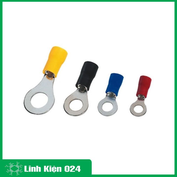 Gói 100 chiếc đầu cos tròn RV bọc cao su màu đỏ, vàng, xanh dương