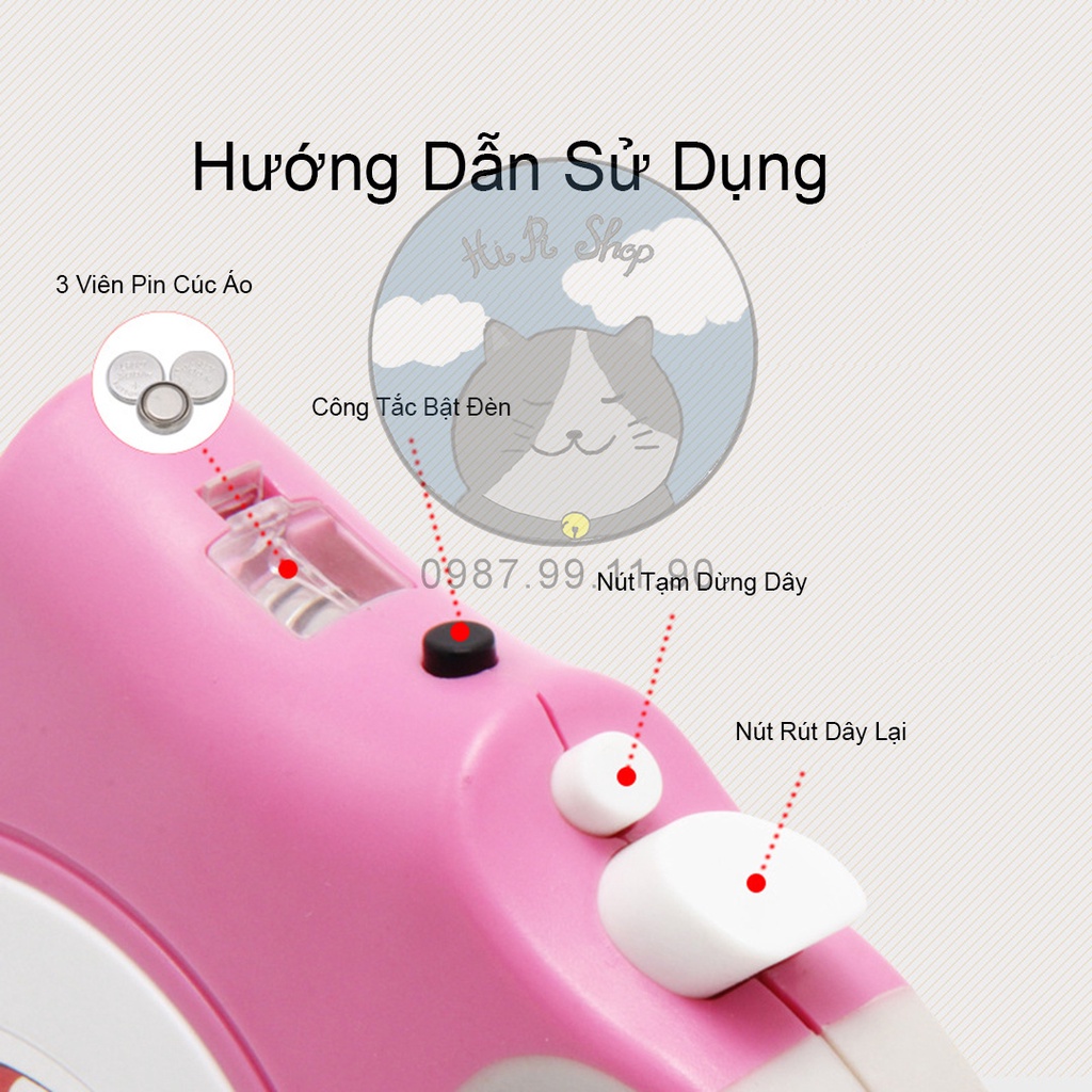 [FullBox]Dây Dắt Chó Mèo Tự Động Kéo Dài Và Thu Dây 5m Dây Dẫn Thú Cưng Dưới 35kg Có Đèn Chiếu Sáng Ban Đêm