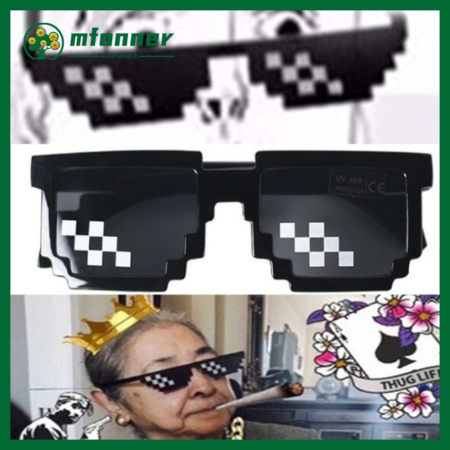 Kính mát minecraft 8 Bit MLG pixel phong cách vintage thời trang dành cho trẻ em và người lớn