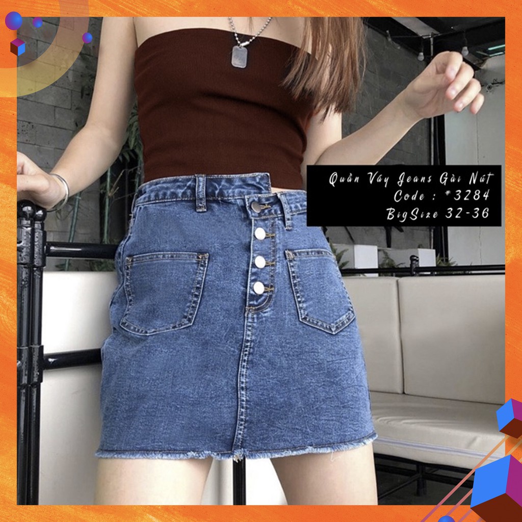 Quần Váy Jeans Bigsize Xanh Đậm - Có Quần Trong - Lưng Cao/Co Giãn