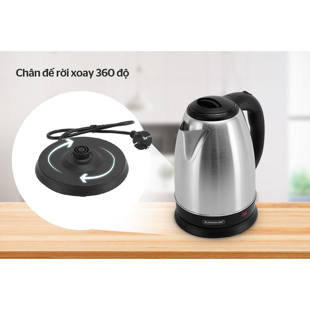 {BẢO HÀNH 12 THÁNG} Ấm siêu tốc inox chính hãng 1.8L Sunhouse SHD1182