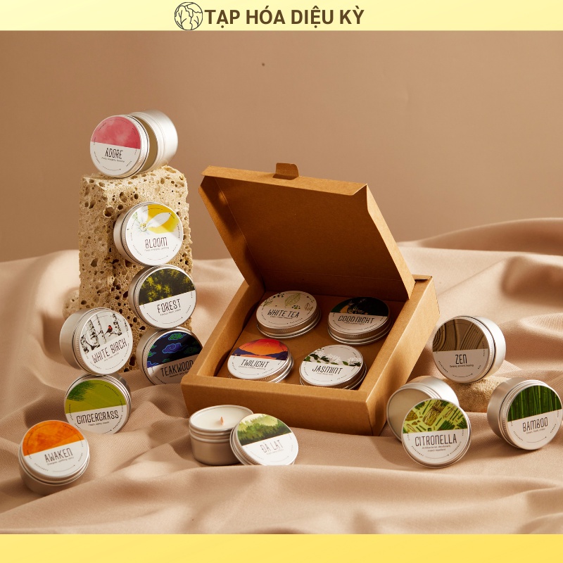 Nến thơm mini AGAYA/ Candle Cup (hộp travel size 45g/ bấc gỗ), có tách set (được chọn mùi)