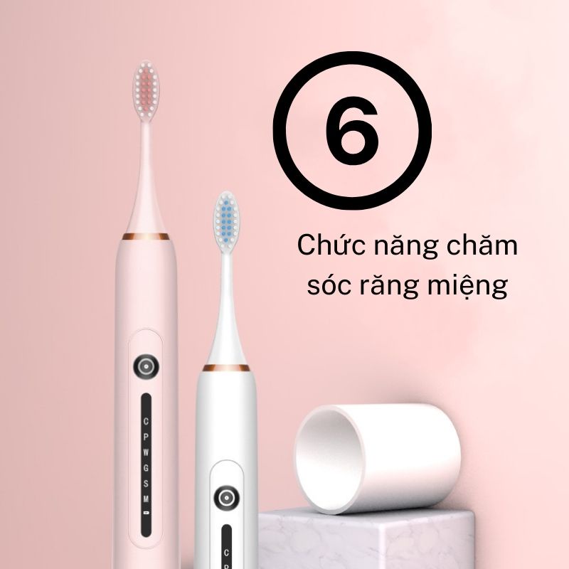 Bàn chải điện đa năng thông minh DARKFOX 6 chế độ chăm sóc răng IPX7 chống nước tốc độ quay 42000 vòng/phút BCD02